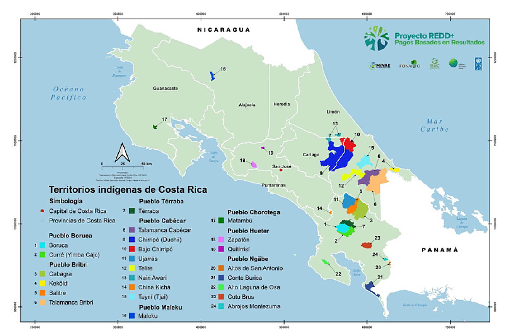 Costa Rica Language Map Pueblos Indígenas - REDD+ Costa Rica